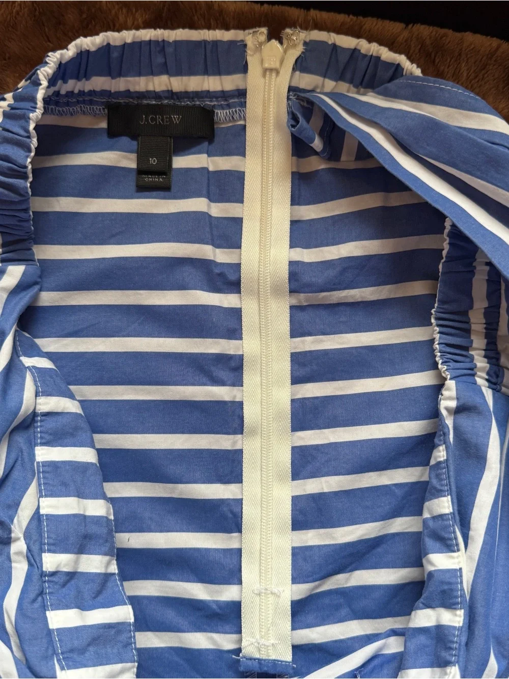 J. Crew Blue and White Striped tank top with Tie Detail